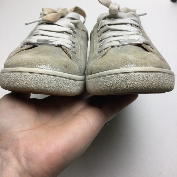 Ugg Milo Stardust Silver Metallic Suede Lace-Up Trainer Sneakers Size 9 - Picture 7 of 11